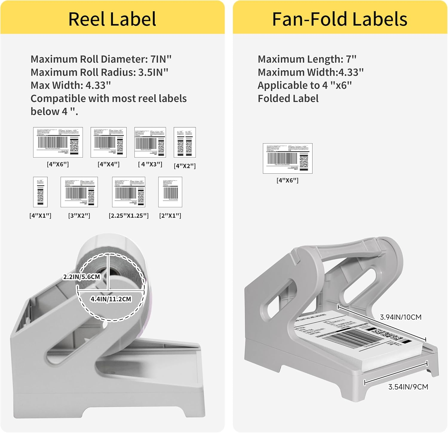 Guermok Thermal Shipping Label Holder for Rolls & Fan-Fold, Fragile Stickers for Shipping, Label Stand Desktop Printer Holder-Home Office Accessory Sticker Dispenser for Holographic (Gray) image number 1