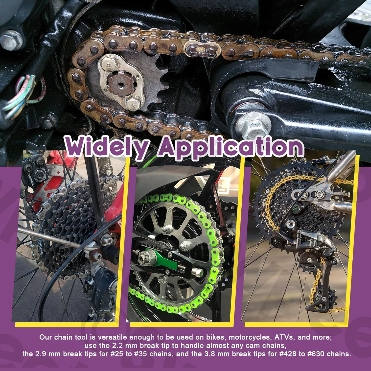 Swpeet 13Pcs Motorcycle Chain Breaker with Carrying Case Assortment Kit, Chain Cutter and Riveter Chain Removal Tool Chain for Motorcycle, Bike, ATV image number 4