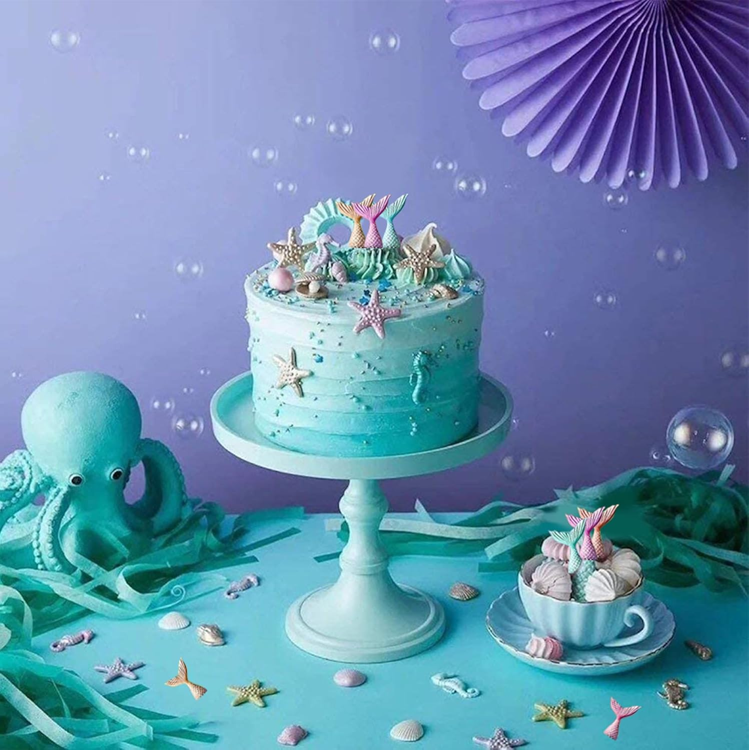 Mermaid Tail Sea Shell Silicone Cake Fondant Sugarcraft Mould Chocolate Mold (Hexagon) image number 5