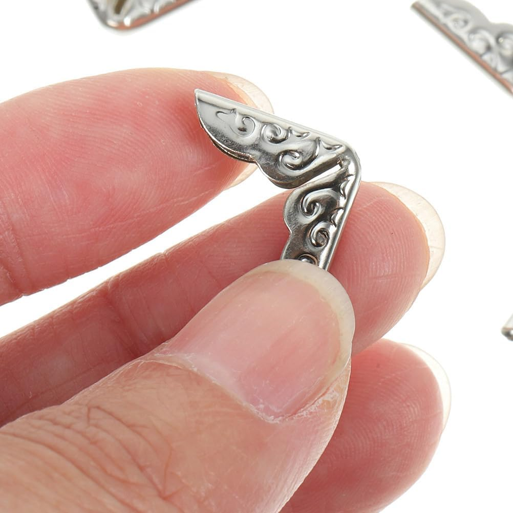 Ciieeo 40Pcs Silver Metal Book Corners Corner Protectors for Books Albums Scrapbooks Decorative Edge Guards Metal Book Corner Protectors image number 4