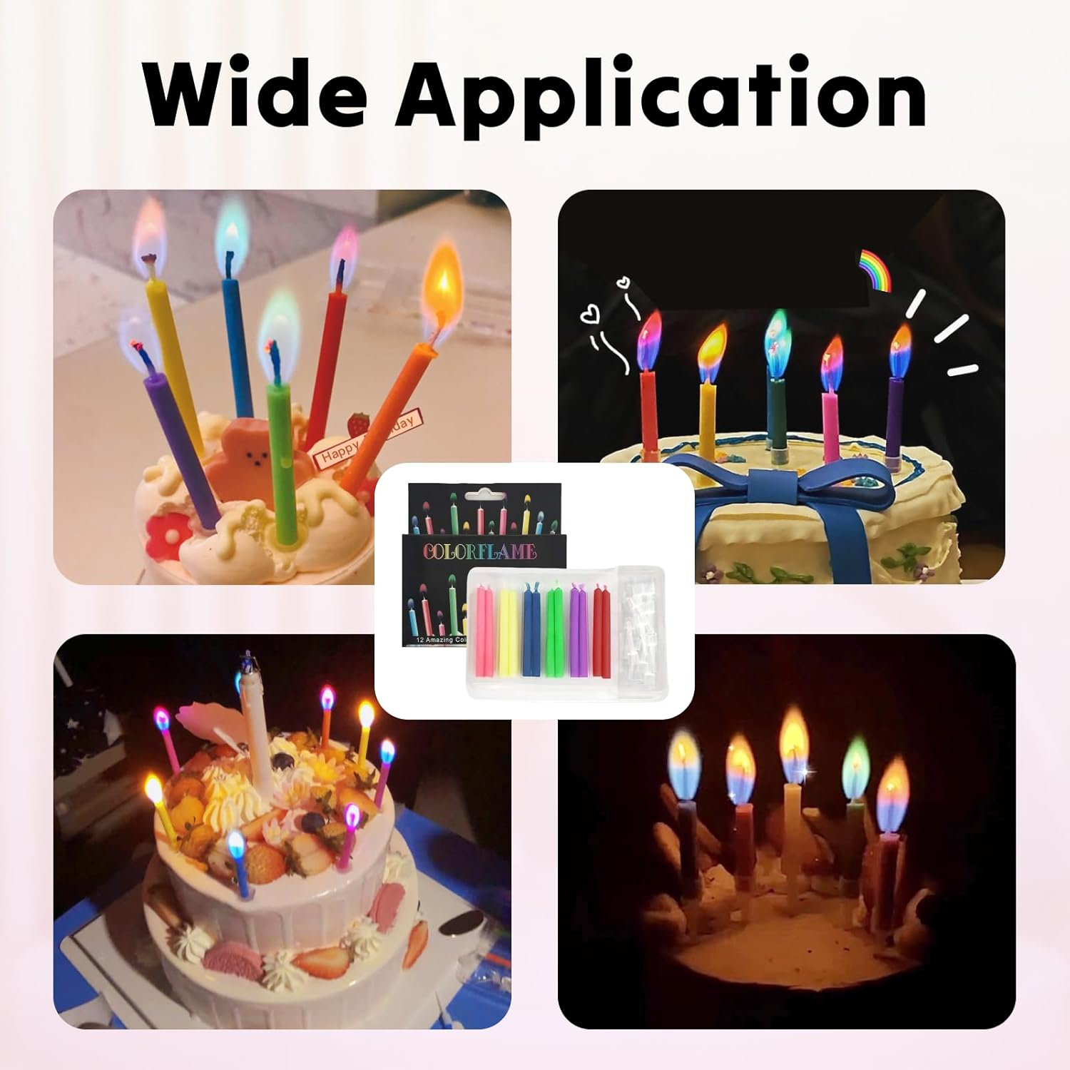 Magic Candle Sticks, Set of 12 Color-Changing Birthday Cake Candles for Parties, Graduations, and Anniversaries (6 Vibrant Colors), Long-Lasting Glow for Memorable Celebrations