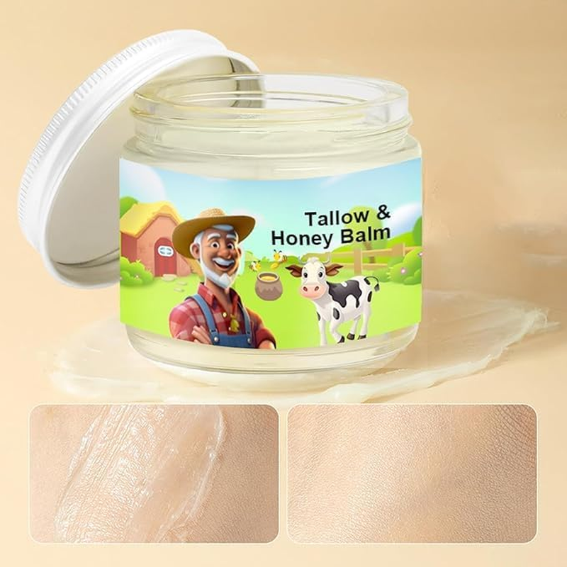 Tallow & Honey Balm, Grass-Fed Beef Tallow Moisturiser with Raw Wild Honey, All-Natural Handmade Skin Balm