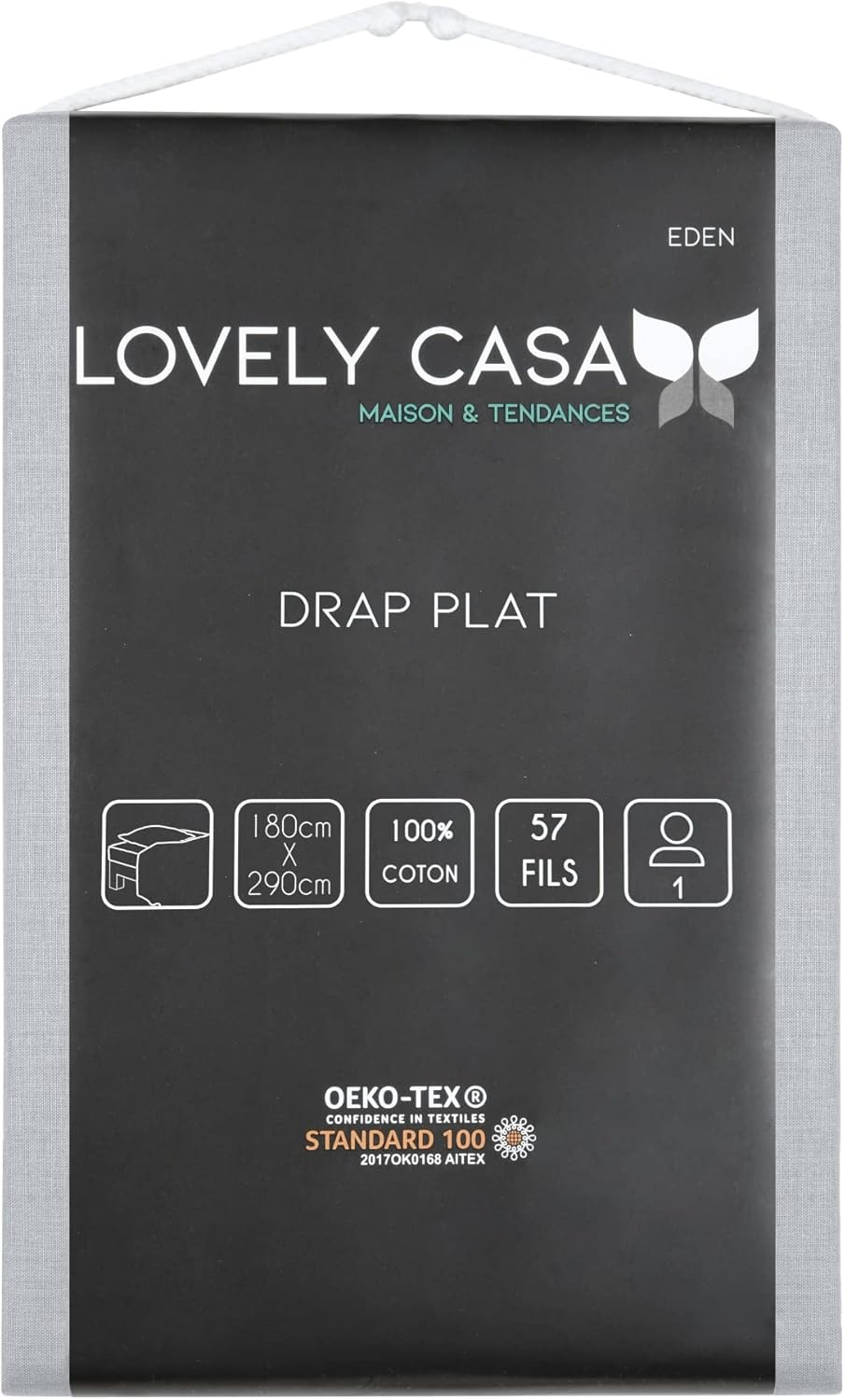 Lovely Casa - Flat Sheet - Size 180 X 290 Cm - 100% Cotton Certified According to Oeko-Tex - Mouse Colour - Model Eden - Bed Linen for Home - Soft and Comfortable for Cosy Cot Bumpers image number 1