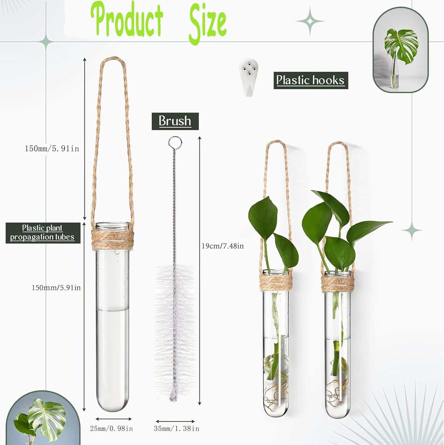 12-Pack Glass Hanging Vases,Flower Decor,Wall Planters for Plant Propagation Station,Wall Mounted Vase Cultivation,Ideal for Hydroponics in Home,Office,Or Garden,Great Gift image number 2