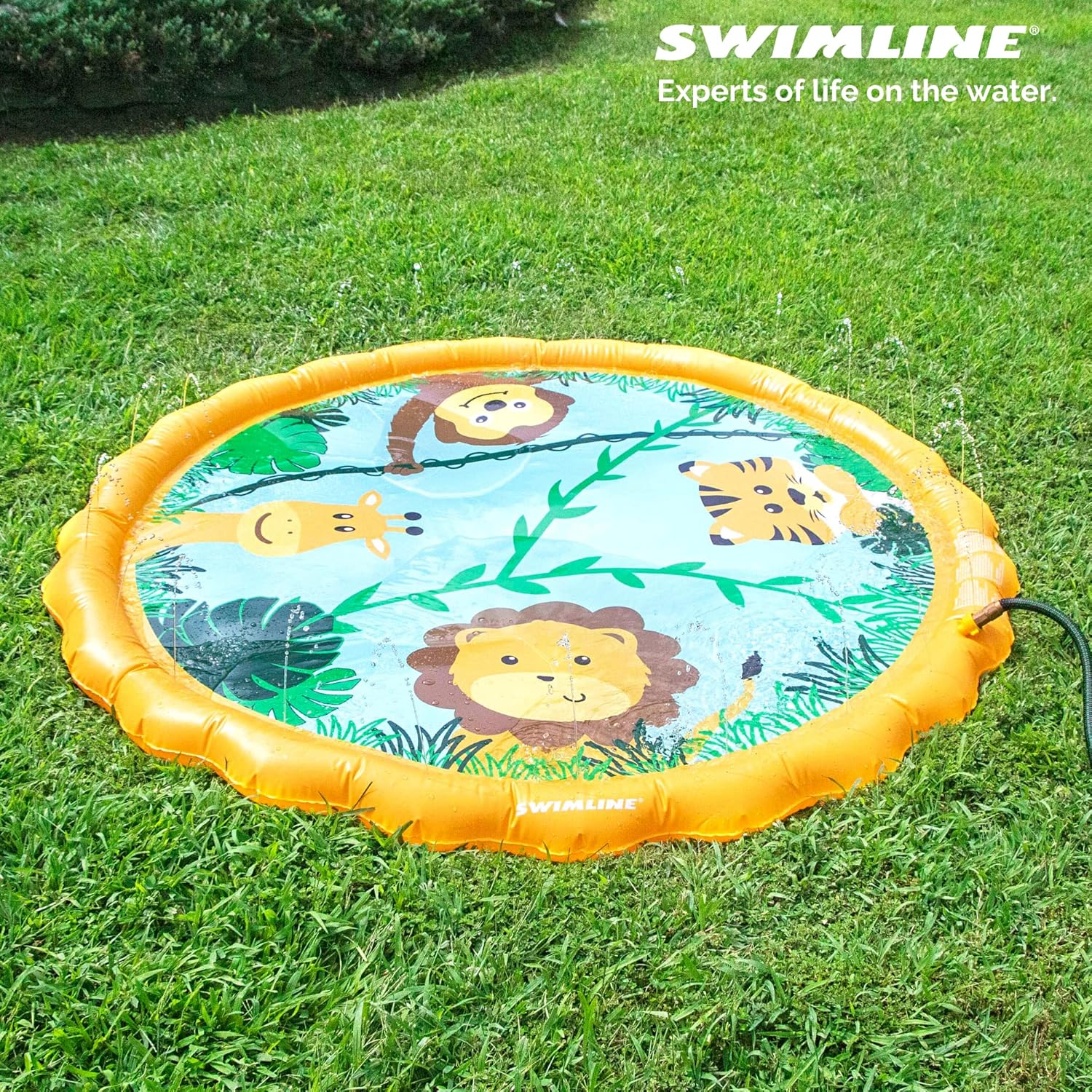 Swimline 68 Inch Sprinkler Mat and Splash Play Mini Pool Outdoor Water Toy Safari Adventure | for Kids and Family Fun | Exciting Backyard Water Action image number 6