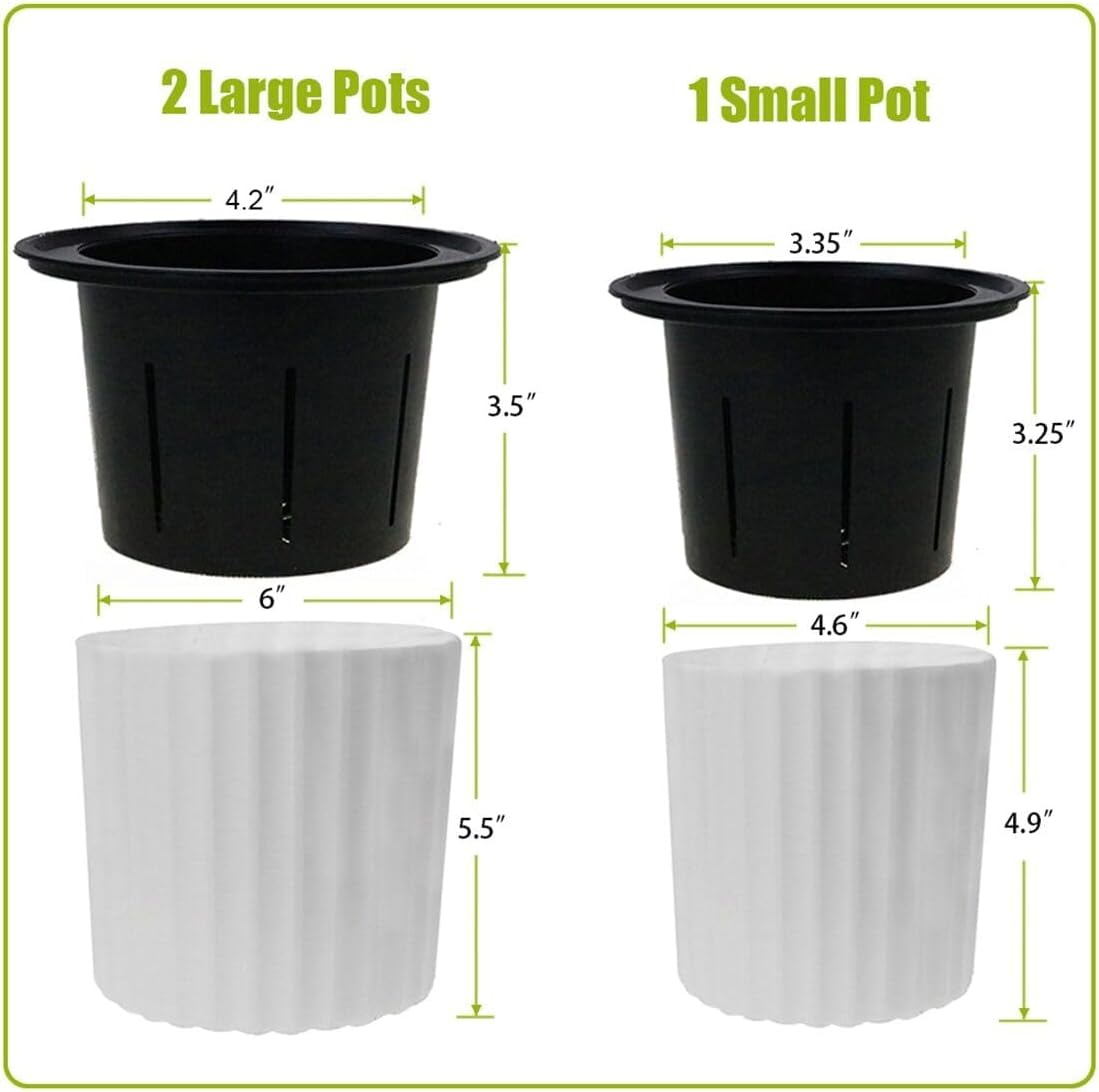 MUZHI Orchid Pot with Net and Holes, round Self Watering Planter Pot for Indoor Plants and Flowers 3 Sets White image number 4