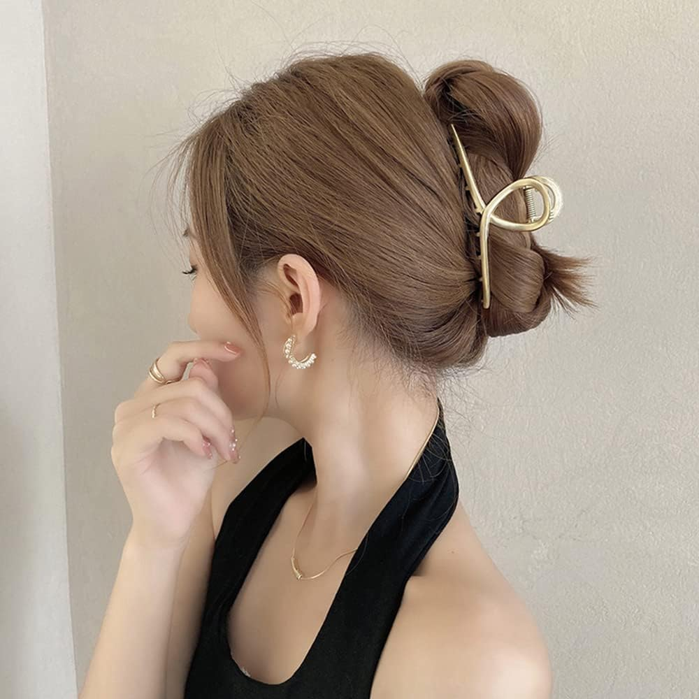 4 Pcs Large Hair Claw Clips for Thick Hair, Nonslip Metal Hair Clips Elegant Alloy Gold Claw Clips for Women Girls Hair Accessories image number 6