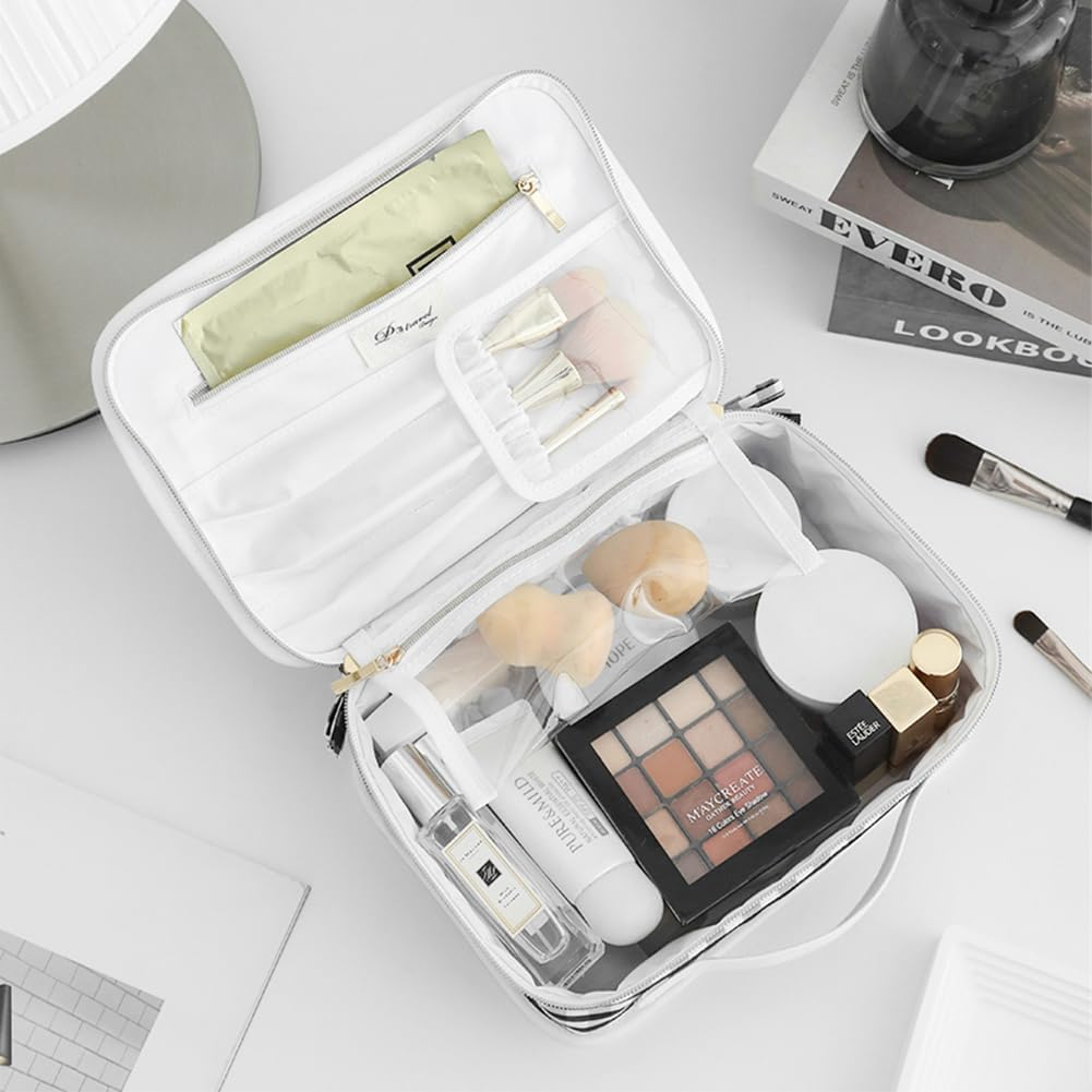 Vanfn Cosmetic Bags, Makeup Bag Cosmetic Bag for Women Cosmetic Travel Makeup Bag Large Travel Toiletry Bag for Girls Make up Bag Brush Bags P.Travel Series image number 4