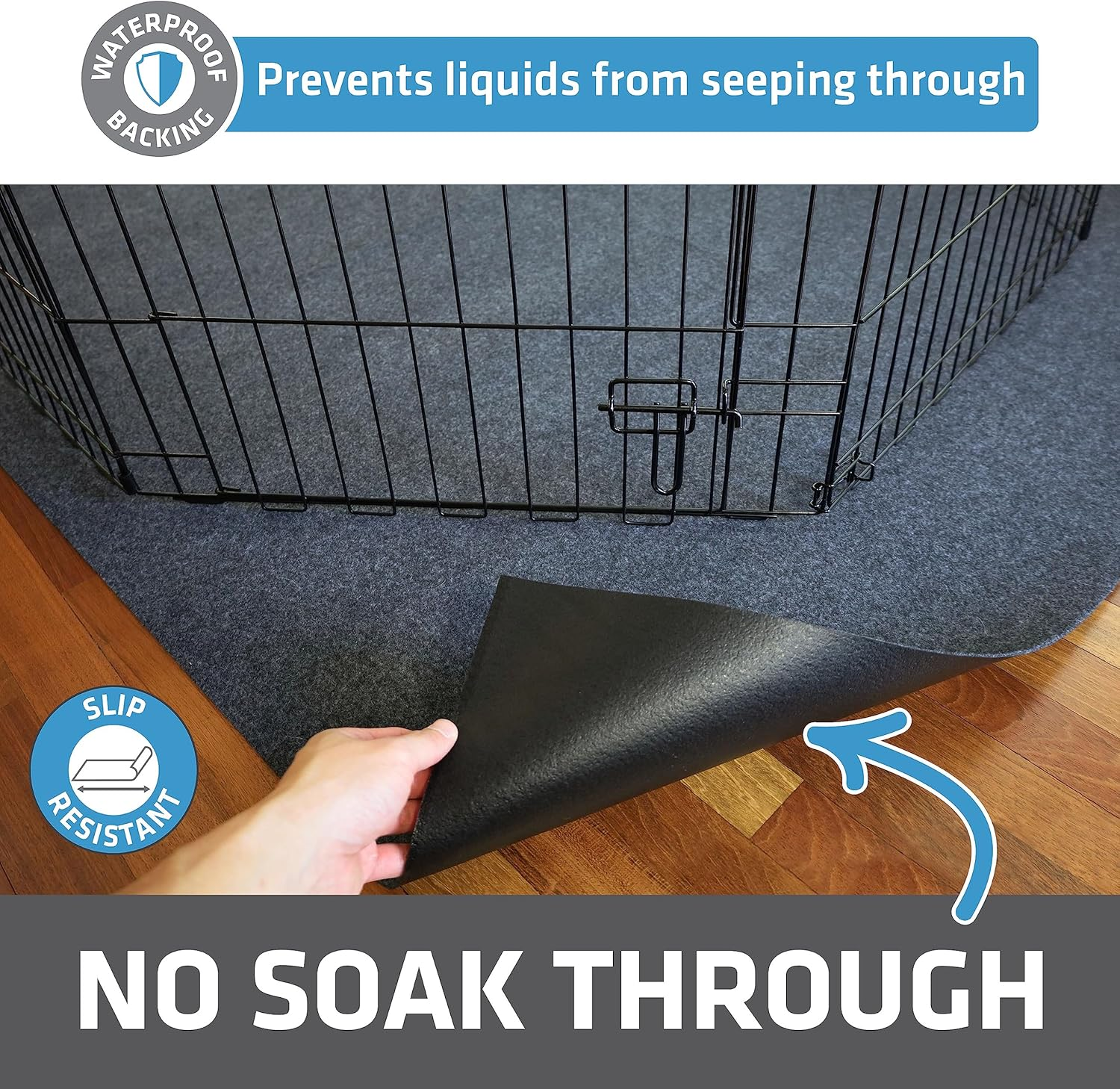 Drymate Dog Playpen Mat, Absorbent, Waterproof, Non-Slip, Machine Washable, XL Size (60&rdquo; X 74&rdquo;), Reusable Puppy Pad for Training, Whelping, Housebreaking, Incontinence, and Crate/Kennel (USA Made)