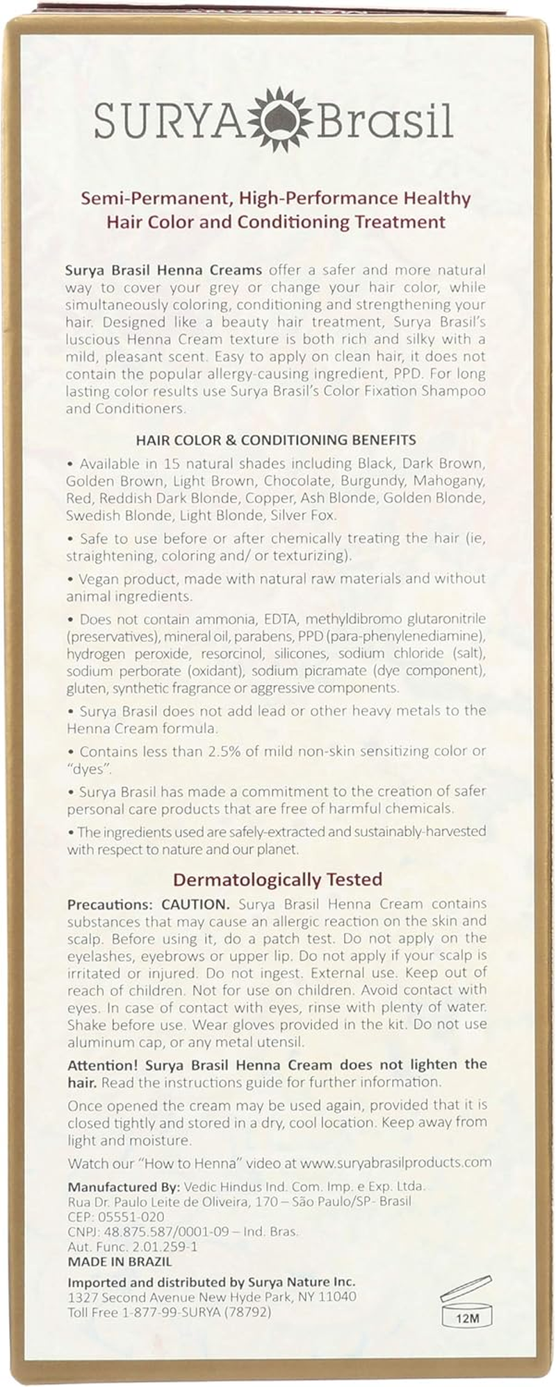 Surya Brasil - Henna Cream Hair Coloring with Organic Extracts Mahogany - 2.31 Oz. image number 6