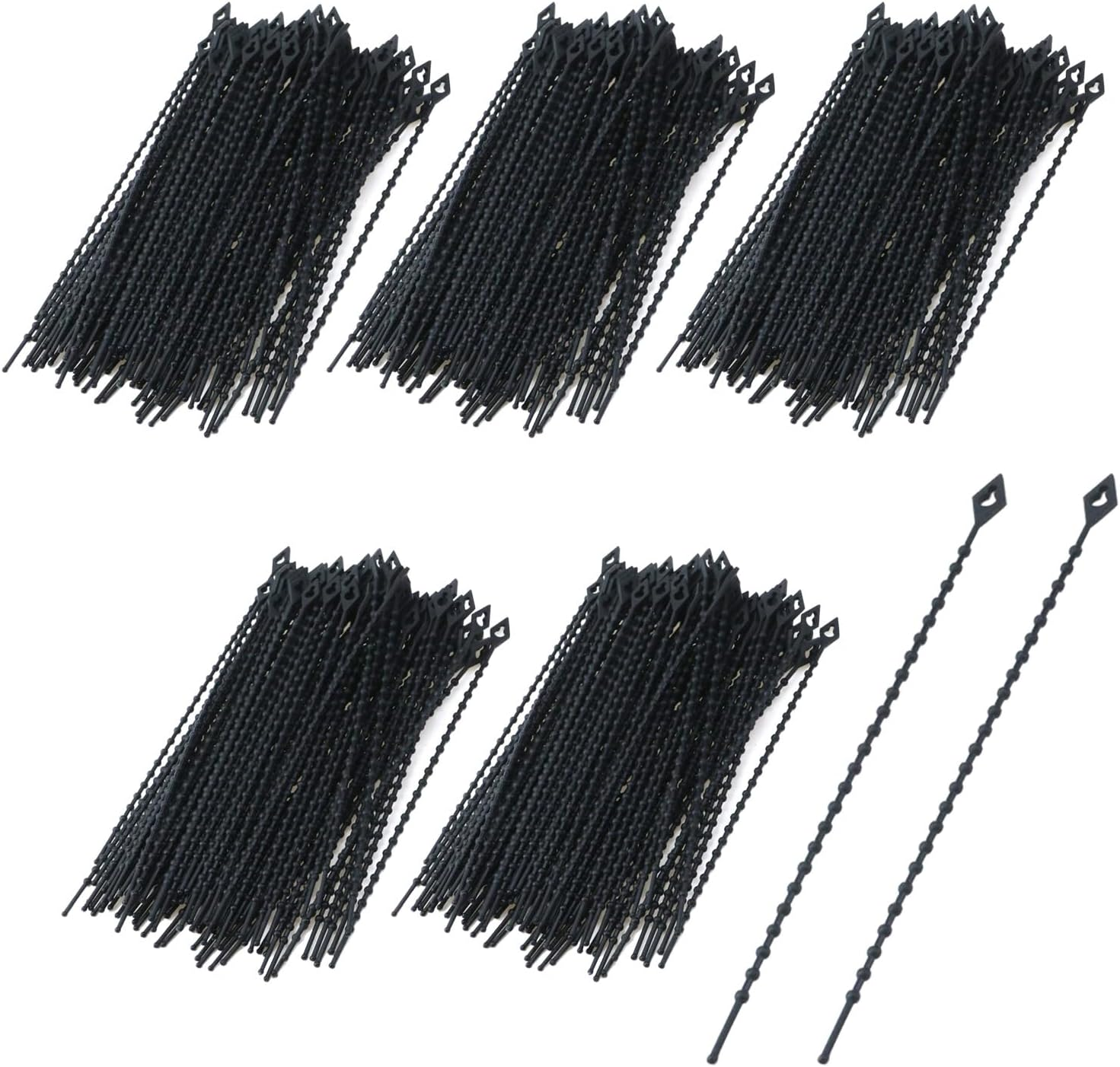 KUMGROT 100Pcs Beaded Cable Tie Wrap Cable Zip Ties Heavy Duty Nylon Cable Wire Ties Durable Strong Cable Ties for Garage Home Office Shop 150Mm/5.91In Black