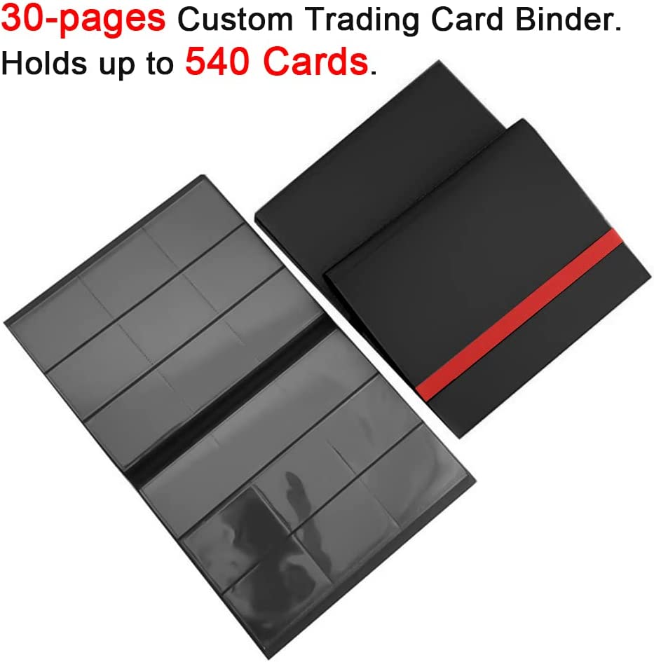 FOME 540 Pockets Card Binder Holder, 9-Pocket PU Leather Trading Card Album with 30 Sheets, Band Closure Carrying Case for Yugioh MTG and Other TCG image number 4