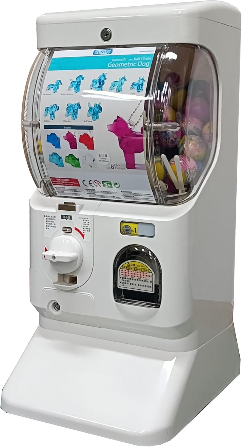 Kenisy Japan Style Capsule Vending Machine for Retail Stores, Mall Gumball Prize Machine for 1.97''-2.56'' Capsules, Party Coin Operated Small Gashapon Toys Bank (50Pcs Token Included) (Black)