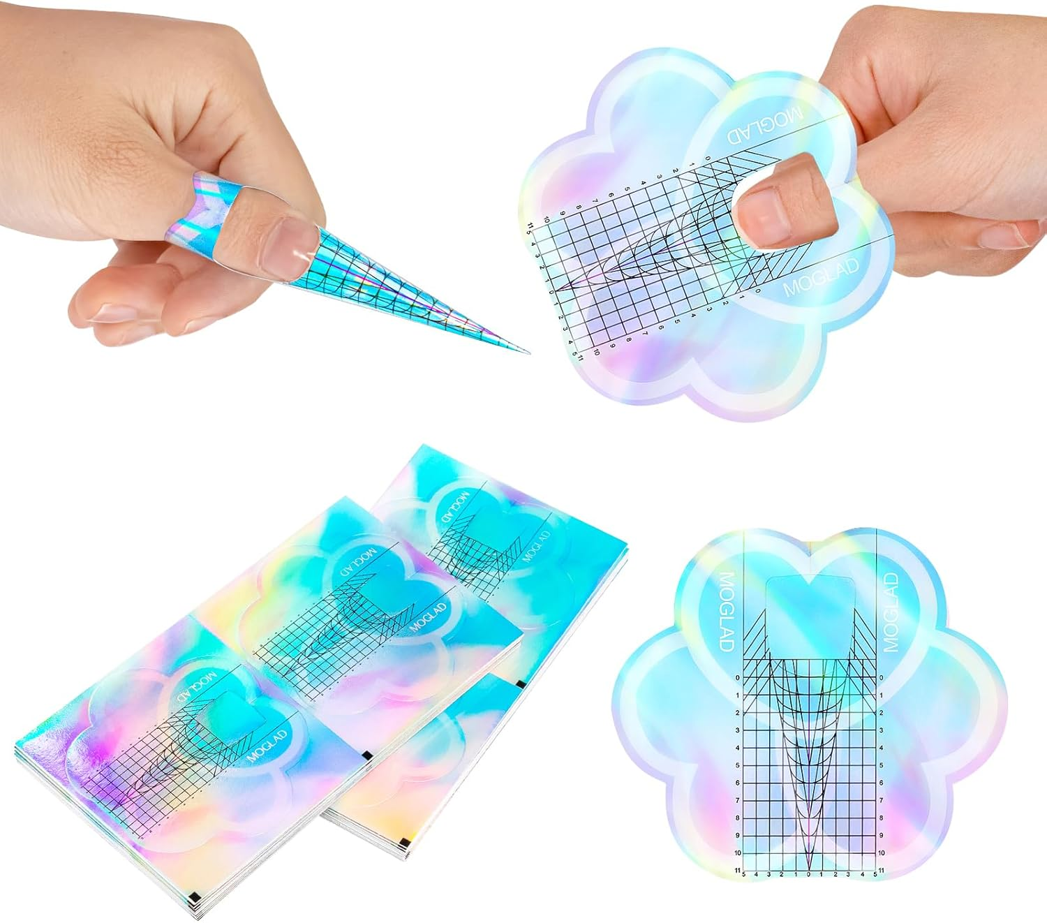 200Pcs Professional Long Nail Forms for Acrylic Nails, Polygel Nails, Thick Nail Art Tips Extension Forms, Premium Acrylic Nail Paper Forms for Gel Nail, Nail Former Stickers