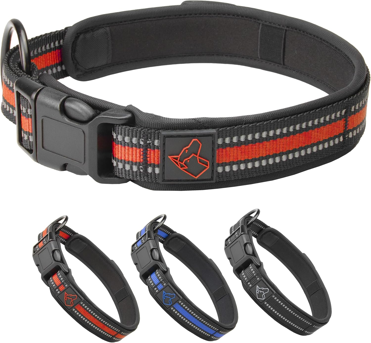 Ticktrick Dog Collar with Integrated Tick Tape Holder - Training Collar for Dogs Made of Durable Nylon - Reflective - S-XL - Black, Red, Blue - for Small & Large Dogs (Red, XL) image number 2