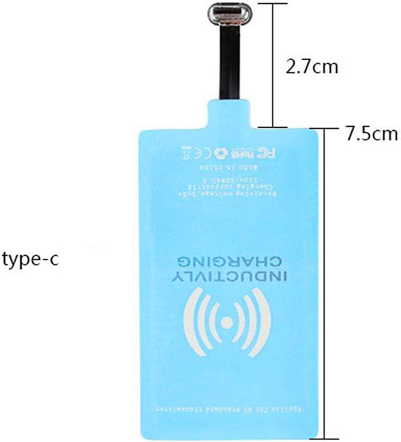 AISHEMI Wireless Charging Receiver Adapter with Fast Smart Microchip Technology for Samsung LG Huawei Sony Motorola Xiaomi Alcatel All Android Device USB Type-C - For Type C Blue image number 5