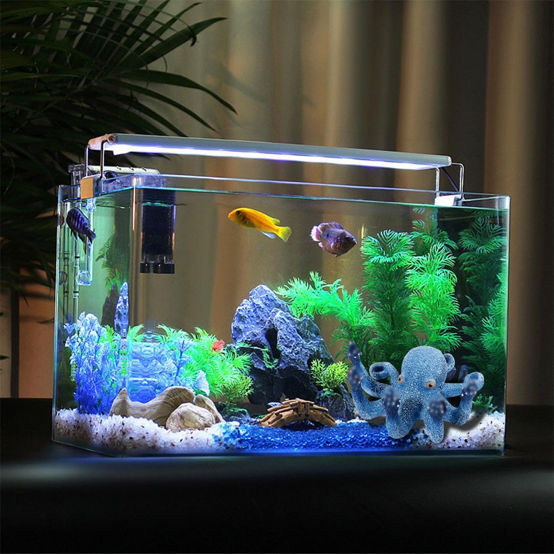 Voyyphixa Octopus Aquarium Decorations Glow Fish Tank Decorations Aquarium Accessories for All Kinds of Fish and Aquatic Pets Resin Decorative Octopus Sculpture Garden Decor Ornaments (Blue Octopus) image number 5