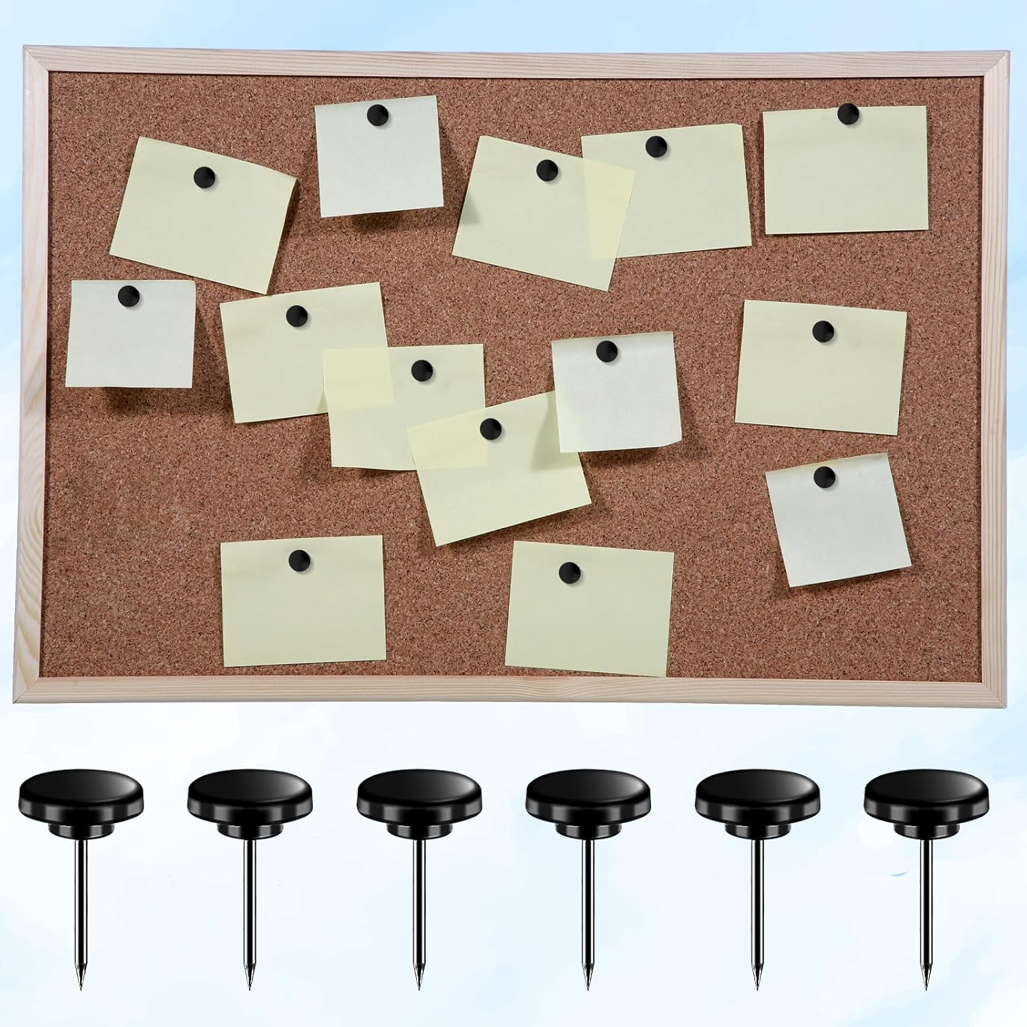 30Pcs Push Pins, Metal Thumb Tacks for Picture Photo Hanging Flat Thumbtacks Small Wall Tacks Decorative Wall Pins for Cork Board Bulletin Maps Posters Home Office Display (Black) image number 4