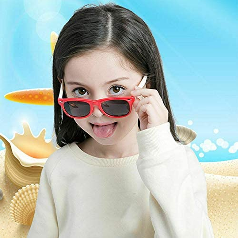 Boolavard TPEE Rubber Flexible Kids Polarized Sunglasses Age 3-10 - Black image number 7