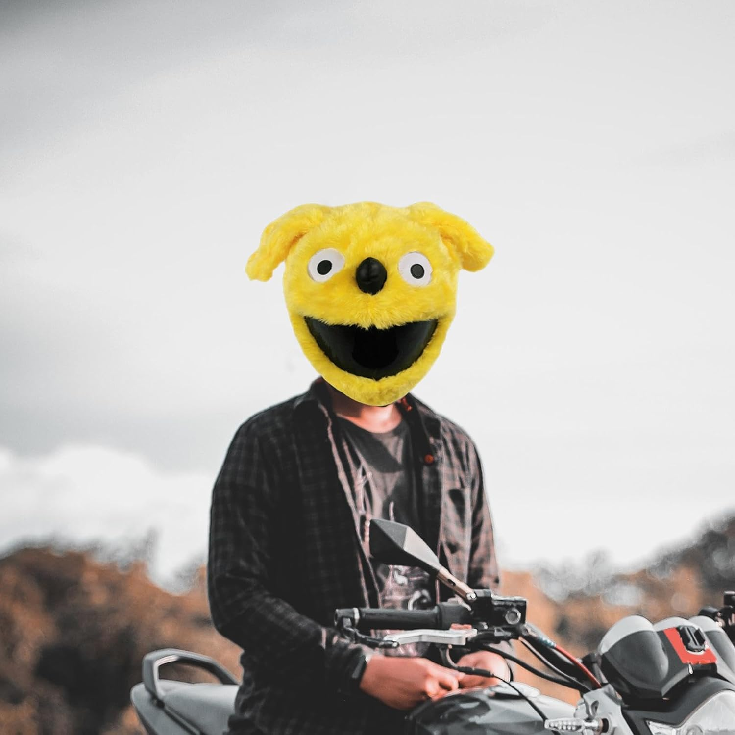 Helmet Cover, Cartoon, Motorbike Soft Protective Plush Eye Catching Style for Full Face Helmets Men and Women Outdoor Helmet Protective Cover image number 1