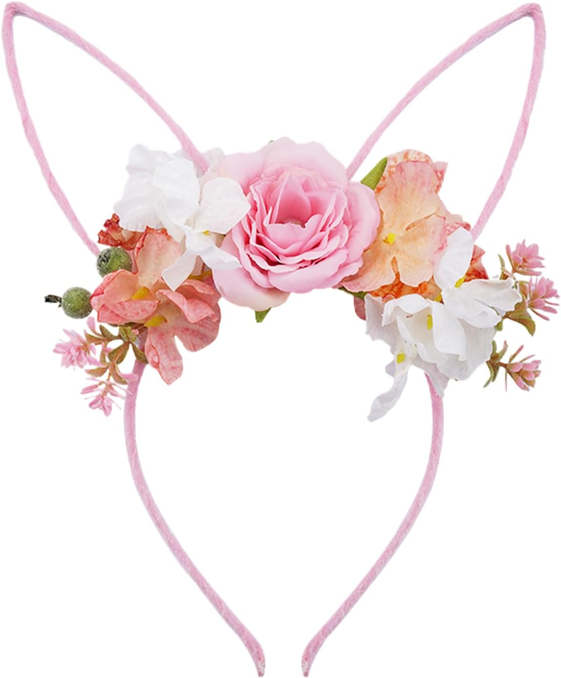 Bunny Ears Headbands | Headwear with Flowers - Easter Headband,For Christmas Halloween Party Valentine'S Day Women Costume Kids
