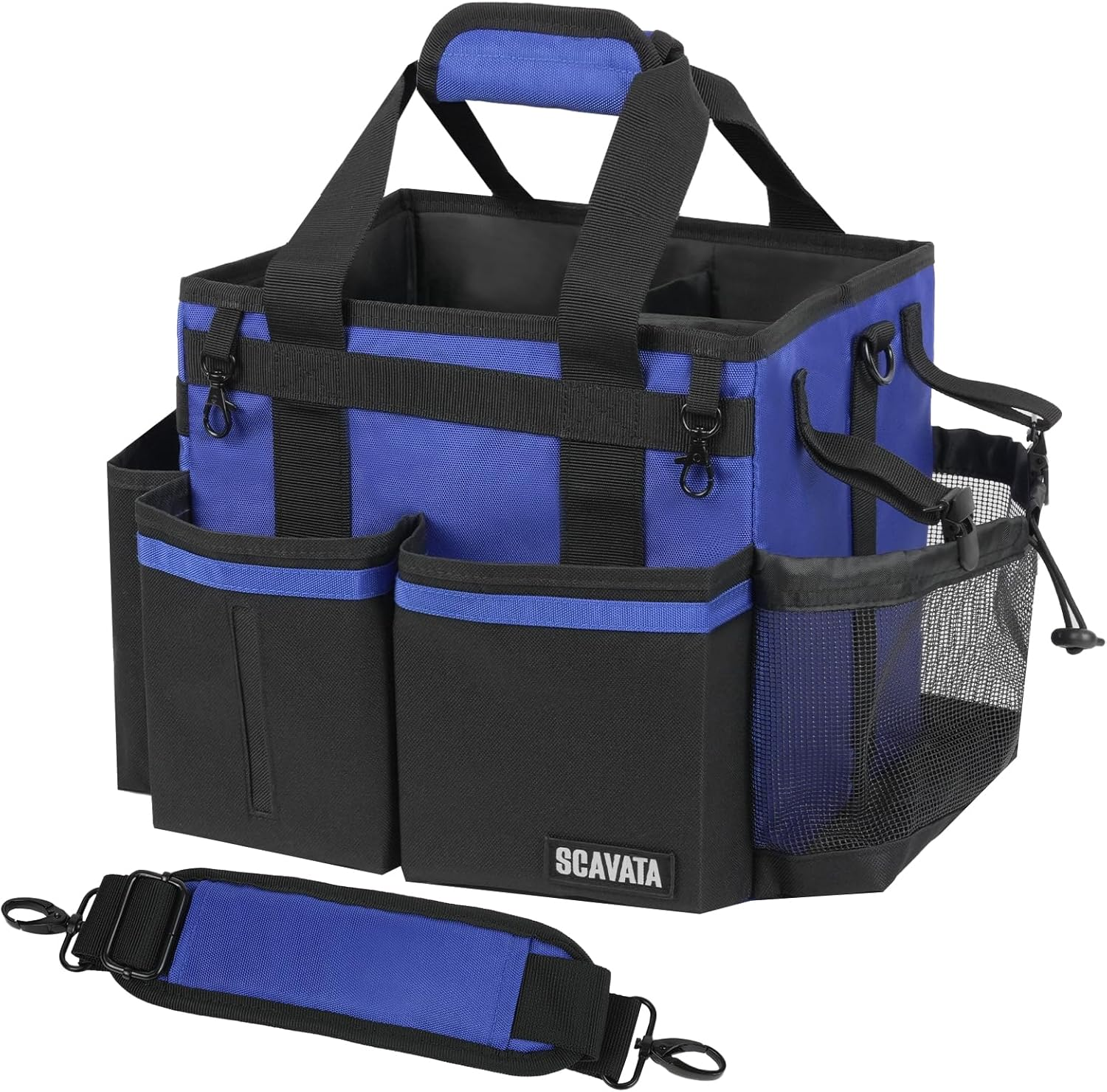 SCAVATA Compact Wearable Cleaning Caddy, Small Cleaning Caddy Supplies Organizer with Handle & Shoulder Straps for Housekeepers, under Sink & Car Cleaning Tool Organizers Bag (Armygreen)