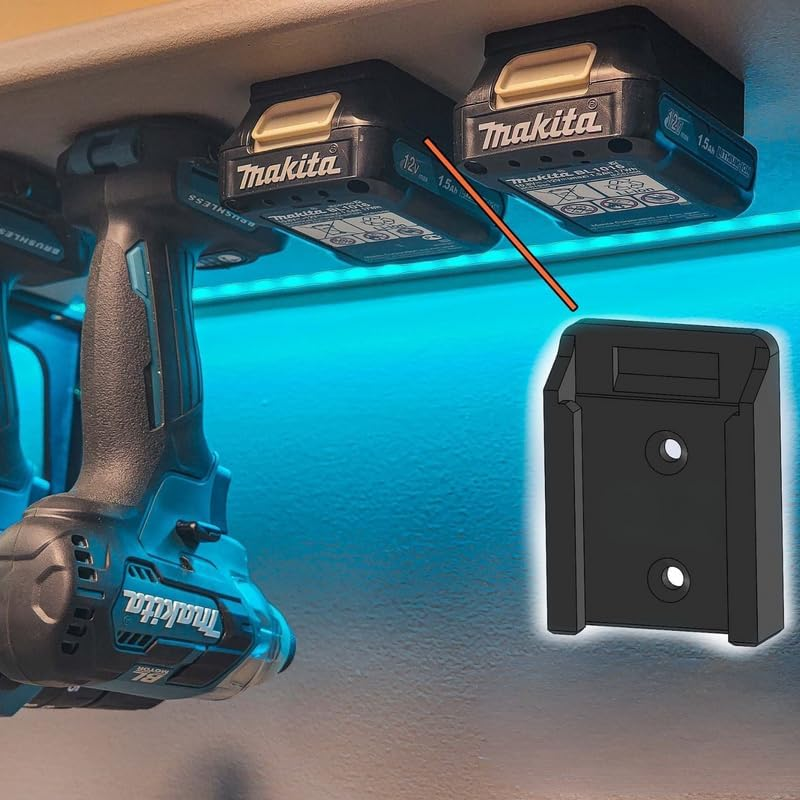 Battery & Tool Mount 10 Pack Compatible with Makita 12 V CXT &ndash; 10‑Piece Bundle 5 &times; Tool Holders + 5 &times; Battery Holders Vertical/Under‑Shelf Storage for CXT Drills, Drivers & Packs image number 6