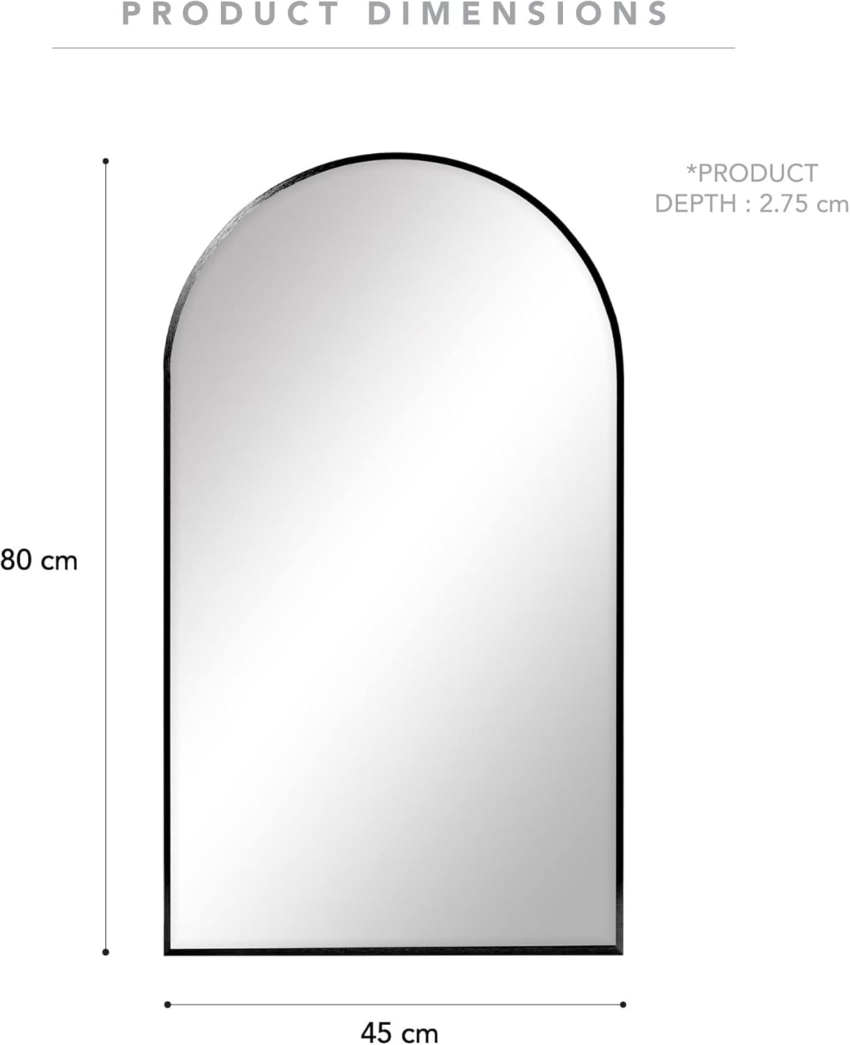Cooper & Co. 80Cm Naomi Arched Wall Mirror Black