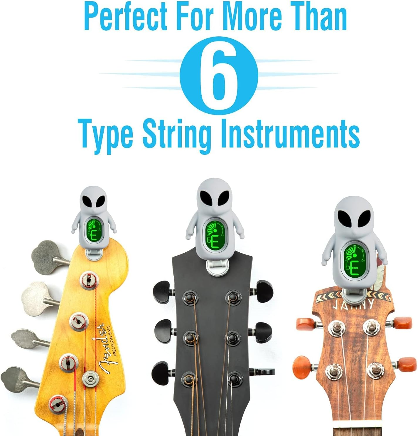 Guitar Tuner, Accurate Tunning, with Digital LED Displays, Cute Cartoon Tuner Perfect for String Instruments, Guitar Tuner Clip on Acoustic, Bass, Classical Electric Guitar A71 (Gray)