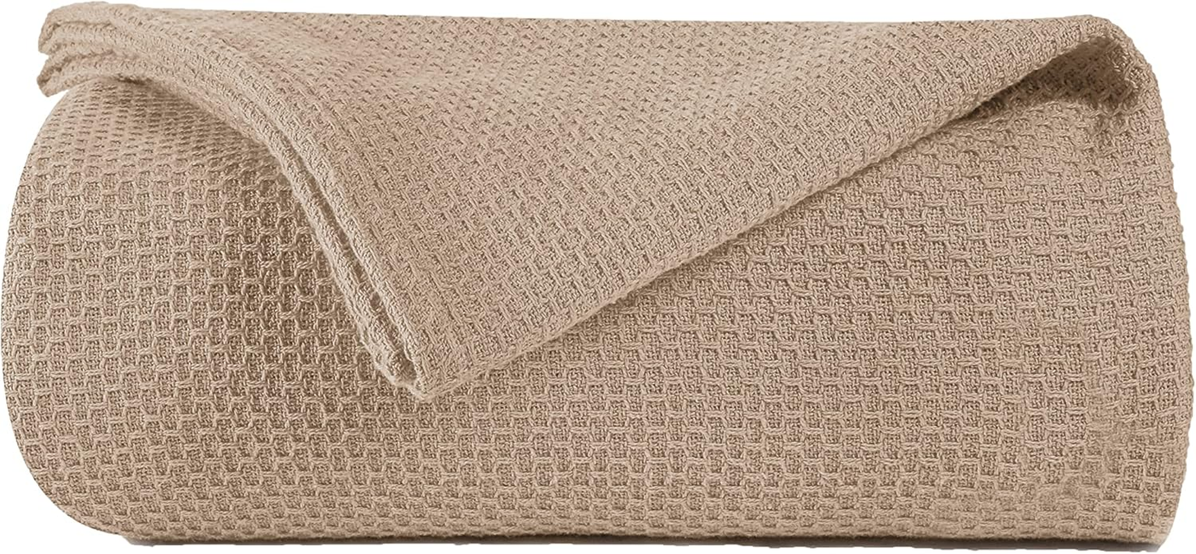 BOUTIQUO 100% Cotton Bed Blanket, Breathable Thermal Blanket King Size, Soft Honeycomb Waffle Blanket 90"X102", Cotton Bed Blanket, Perfect for Layering Any Bed for All Season, Light Grey