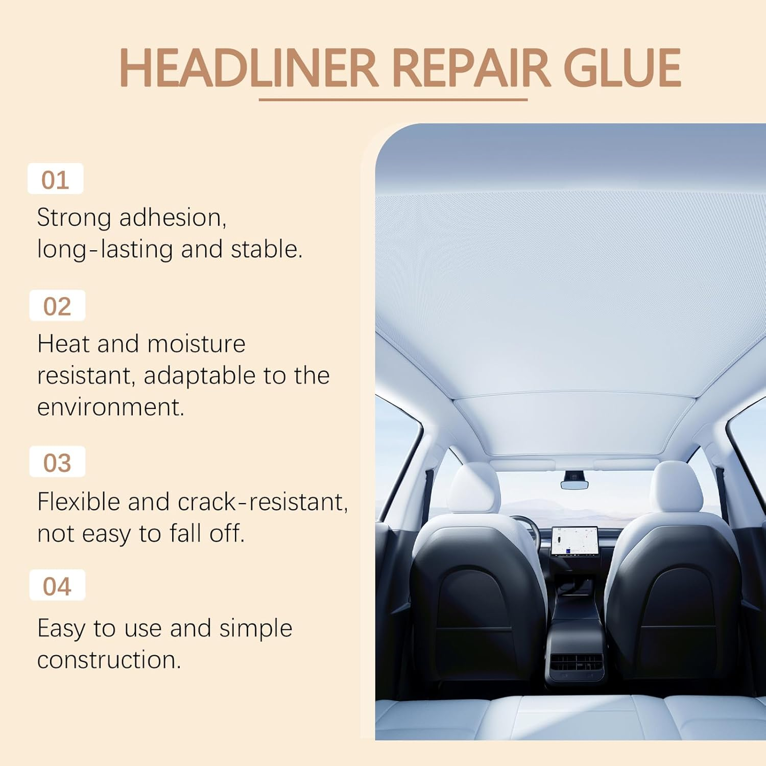Headliner Repair Glue, Multifunctional Upholstery Glue, Suitable for Car Interiors, Leather, Fabrics, Etc(4.23 Oz) image number 6