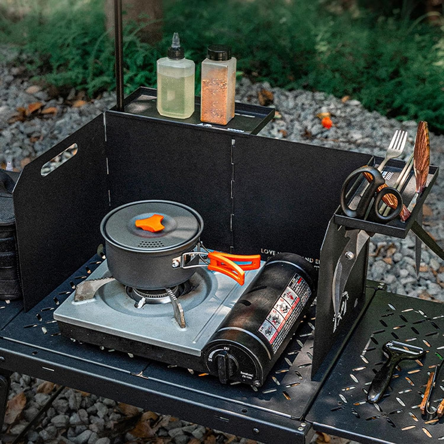 Camping Stove Windscreen - Foldable Stove Shield,Portable Windshield Tools with Storage Bag, Outdoor Cooking Burner Wind Shade for Camping Hiking Picnic Cooking image number 1