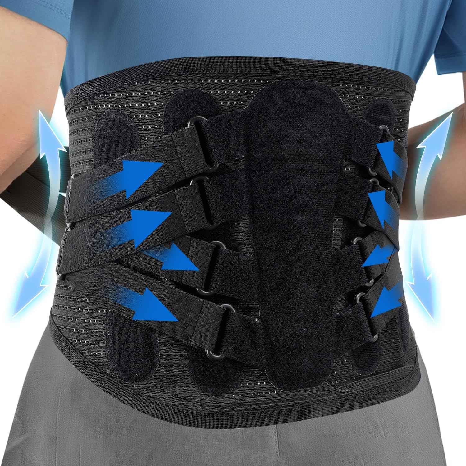 Lower Back Support for Women Men, Lumbar Support Belt Lumbowrap, Back Brace for Lower Back Pain 4 Removable Steel Bars Support for Ain Relief from Sciatica, Herniated Disc - M image number 6