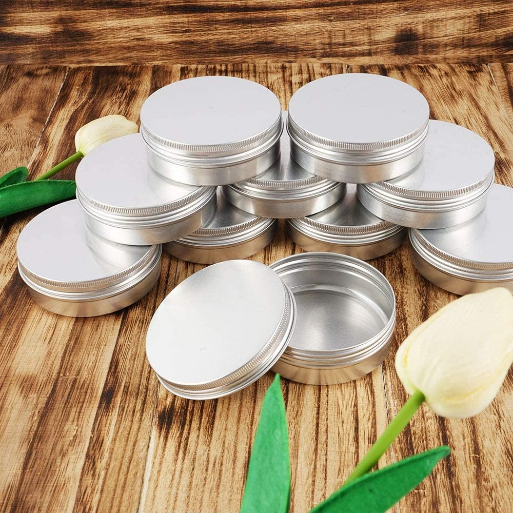 10 PCS 50Ml Aluminum Tin Jars round Metal Cosmetic Containers with Lids Screw Top Metal Cans Sample Pots for Lip Balm,Cream,Sample,Candy,Jewelry,Diy Crafts
