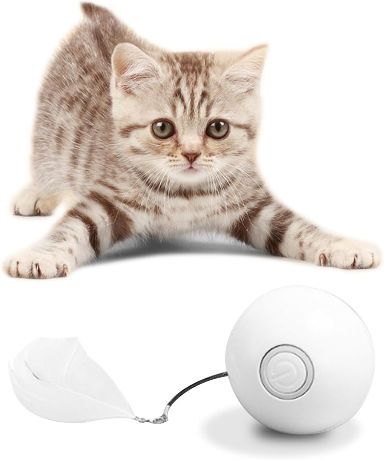 XIULIUU Interactive Cat Toys for Indoor Cats, Automatic Kitten Toys for Bored Indoor Adult Cats, Material Health, LED Light, USB Charging (White) image number 4
