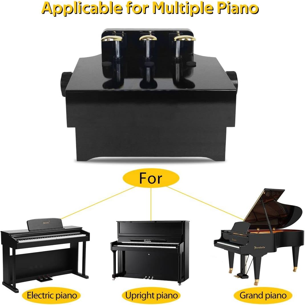Melodic Piano Pedal Extender Bench Footstool Platform for Kids with 3 Pedals Height Adjustable Black image number 6