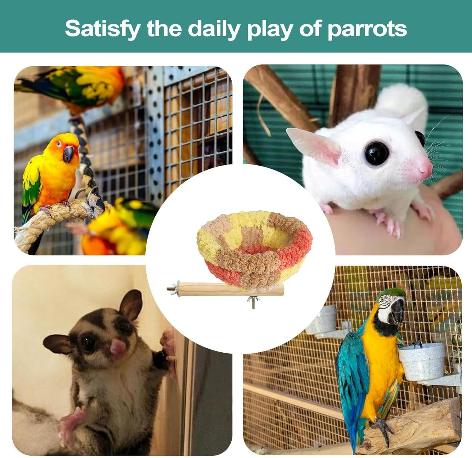 Bird Nest for Cage, Flannel Parakeet Bird Nest Perch, Warm Bed Nesting Cockatiel Cage Accessories, Pet Supplies for Macaw Cockatoo Parrot Canary Finch Lovebird African Grey image number 5