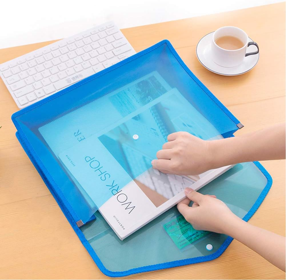 Abgream 7 Pack File Folder - Expandable Poly Envelopes B4 Plastic Document Folder Button Closure Waterproof File Pouch with 7Pcs Black Gel Ink Pens for School Office Supplies (Assorted Colors) image number 5