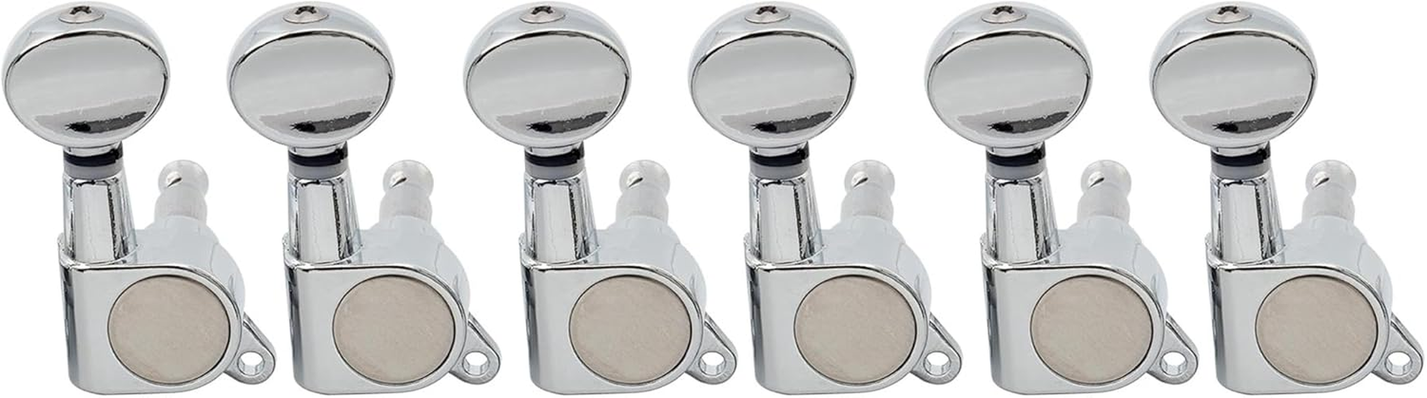 Musiclily 6-In-Line Sealed Guitar Tuners Tuning Pegs Keys Machine Heads Set for Strat Tele Style Electric Guitar, Kidney Button Chrome image number 2