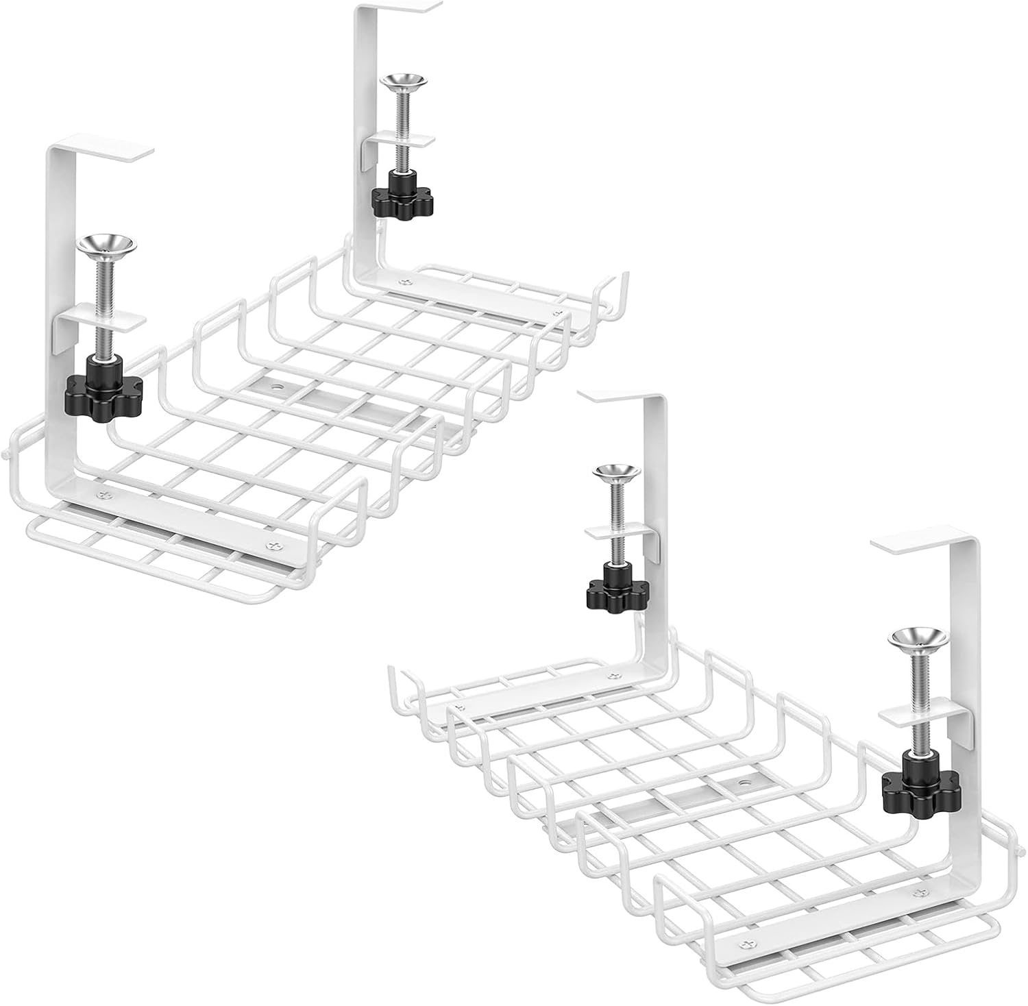 【2 Pack】 Iforcase under Desk Cable Management Tray - No Drill Wire Management Rack, Table Cords Organizer Tray Basket for Home Office Desk, Extra Thick Strong & Sturdy Cable Holder Rack-White&hellip;