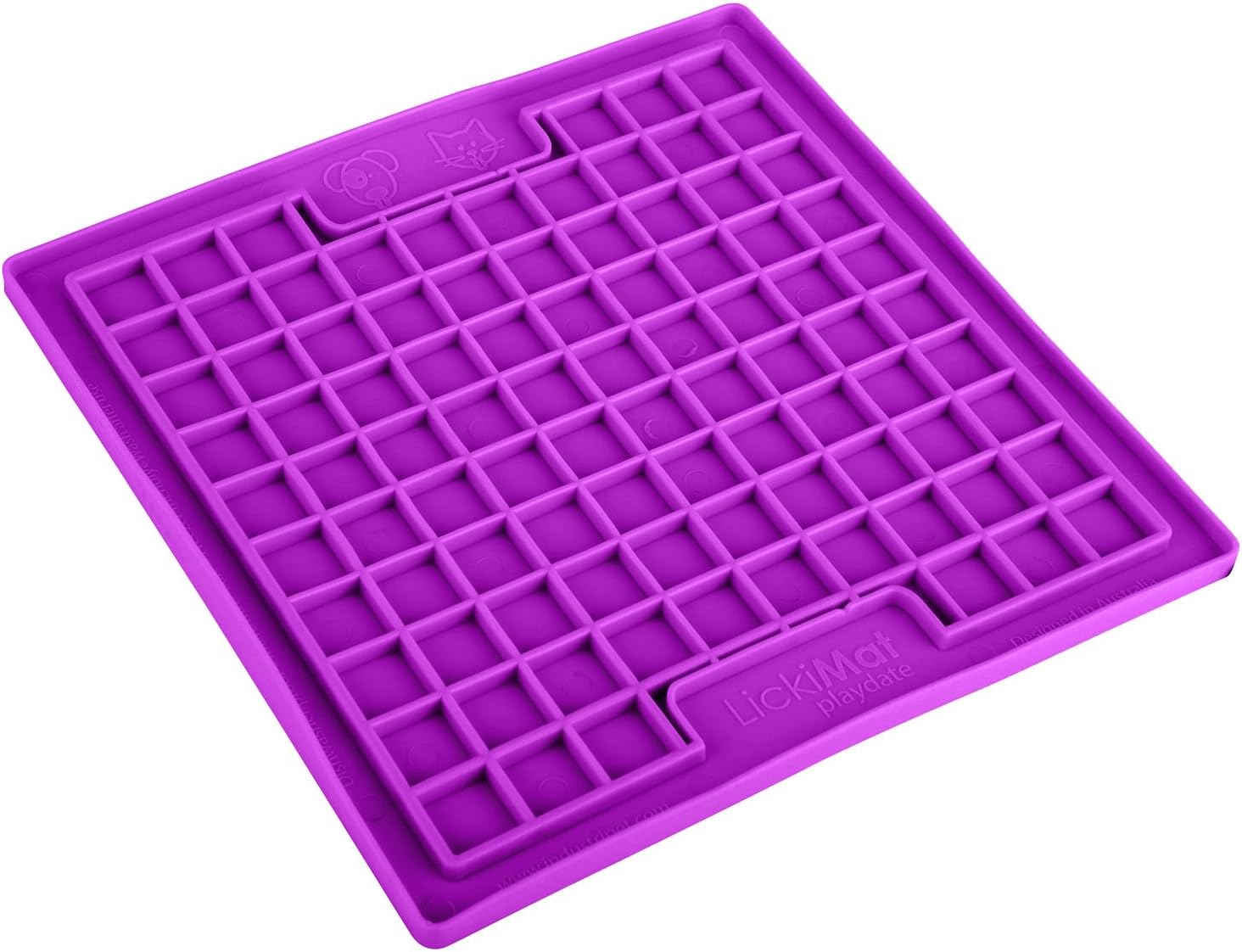 Lickimat Classic Playdate, Cat Slow Feeder for Feline Boredom and Anxiety Reduction; Perfect for Food, Treats, Yogurt, or Peanut Butter. Fun Alternative to a Slow Feed Cat Bowl or Dish, Purple image number 1