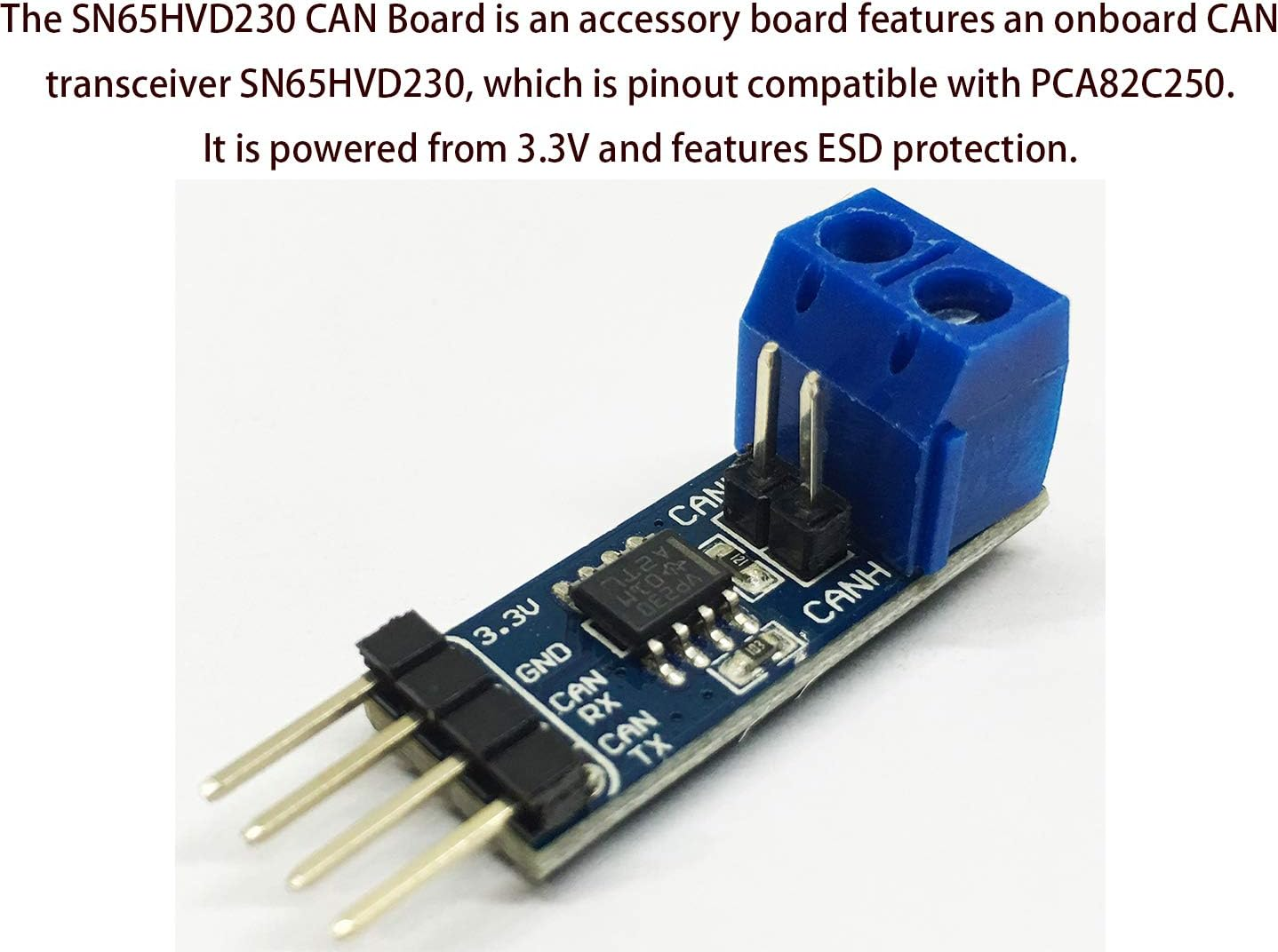 Waveshare SN65HVD230 CAN Board Connecting Mcus to CAN Network Features ESD Protection Communication Evaluation Development Board 3.3V [1 PC] image number 4