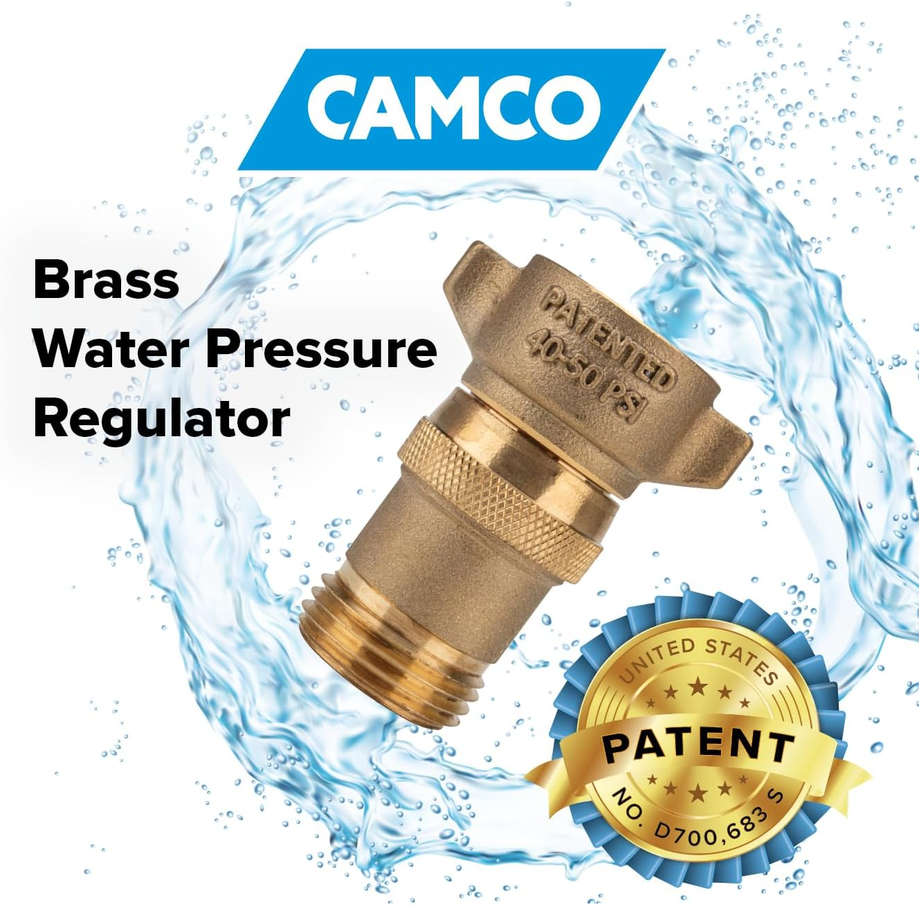 Camco 40055 Brass Water Pressure Regulator image number 1