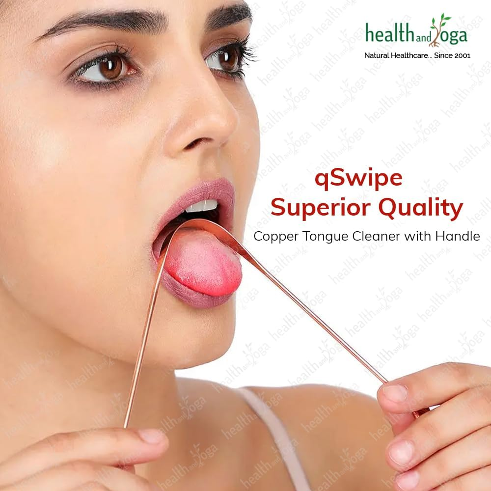 Healthandyoga(Tm) Qswipe Surgical Grade Tongue Cleaner Scraper - Bacteria Inhibiting, Non-Synthetic Grip - Sterilizable (Copper - 2-Pack) image number 3