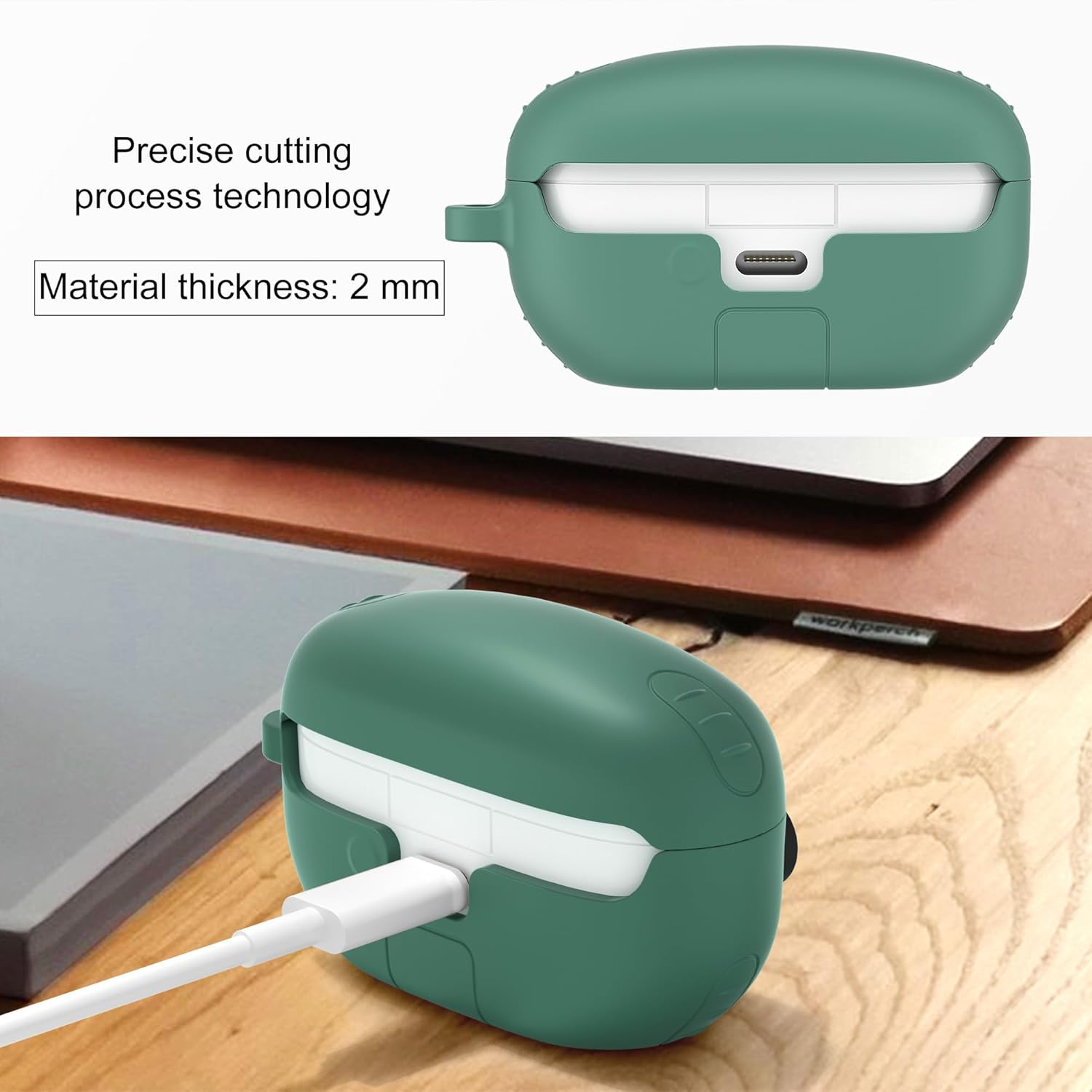 BEWZI for Sony WF-1000XM5 Case Cover Comfortable Soft Silicone 3D Creativity Protection Case, Protective Case for Sony WF 1000XM5 Case (Green) - Light Gray image number 3