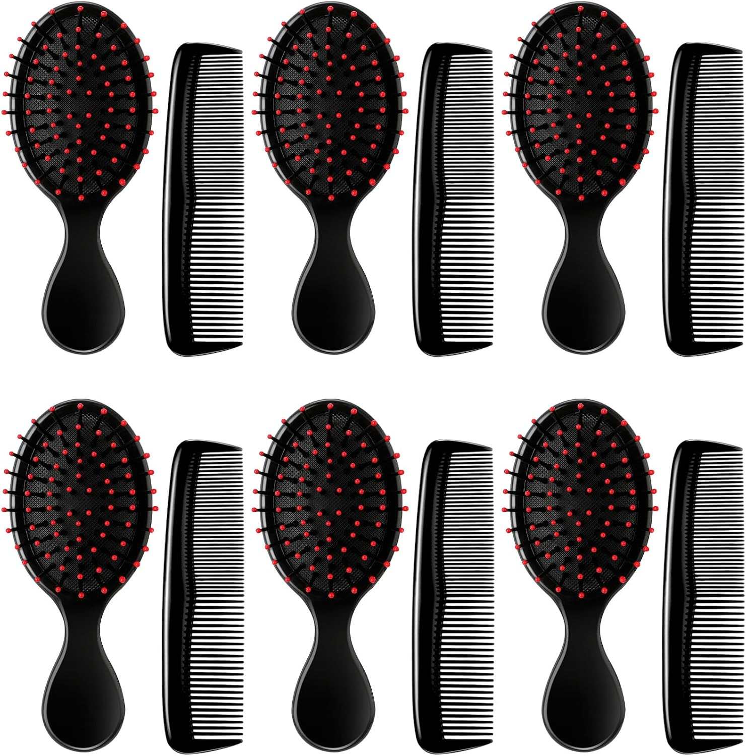 12 Pack Wet Small Hair Brush Hair Combs Set, 6 Detangler Mini Hair Brush Detangling Travel Hair Brush 6 Plastic Fine Wide Hair Combs for Women Men Kids Toddler Girls Baby Curly Hair (Bright Color)