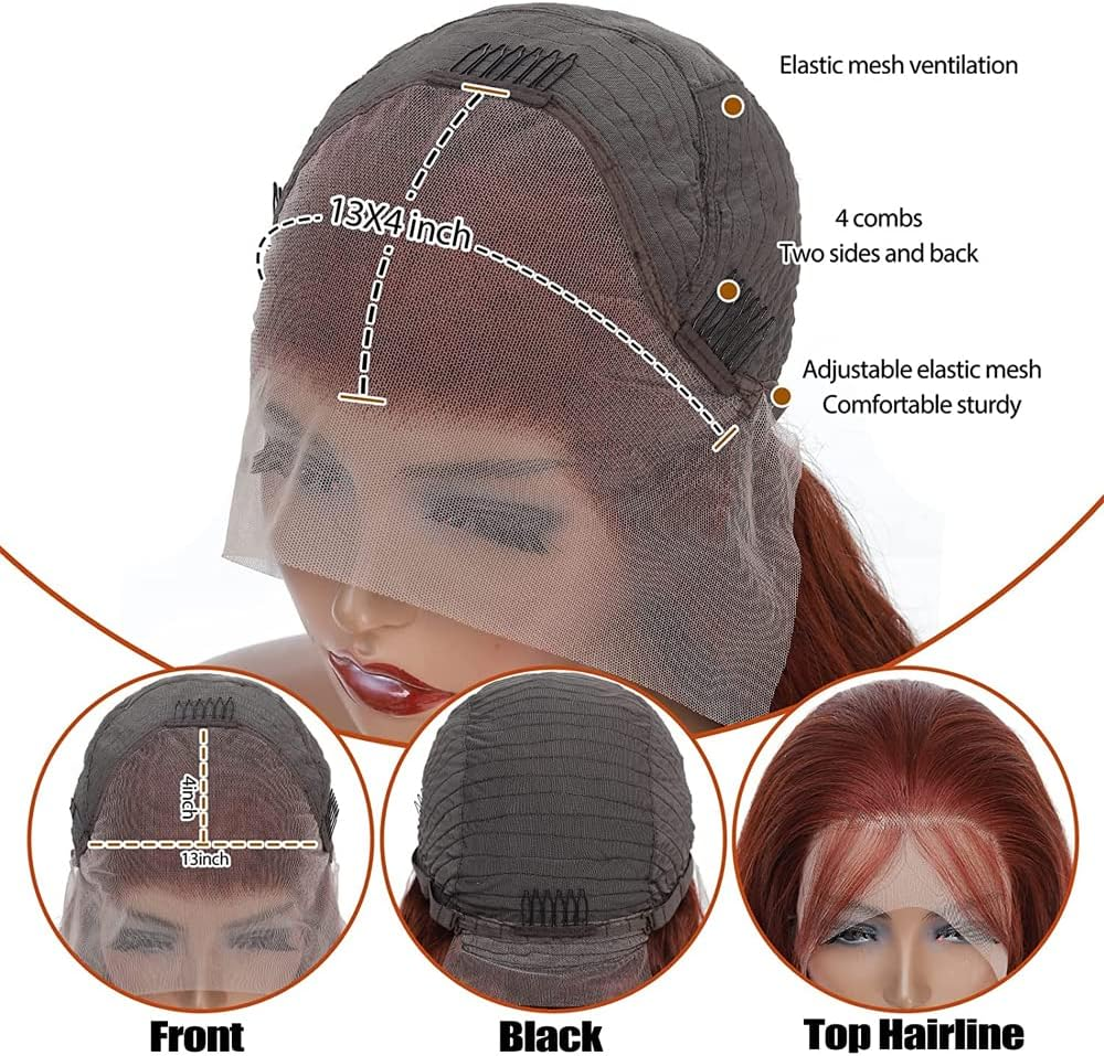 Keabalo Reddish Brown Lace Front Wigs Human Hair Pre Plucked with Baby Hair 13X4 Body Wave Colored Wigs for Women 150% Density HD Lace Frontal Wigs Human Hair 22 Inch image number 2