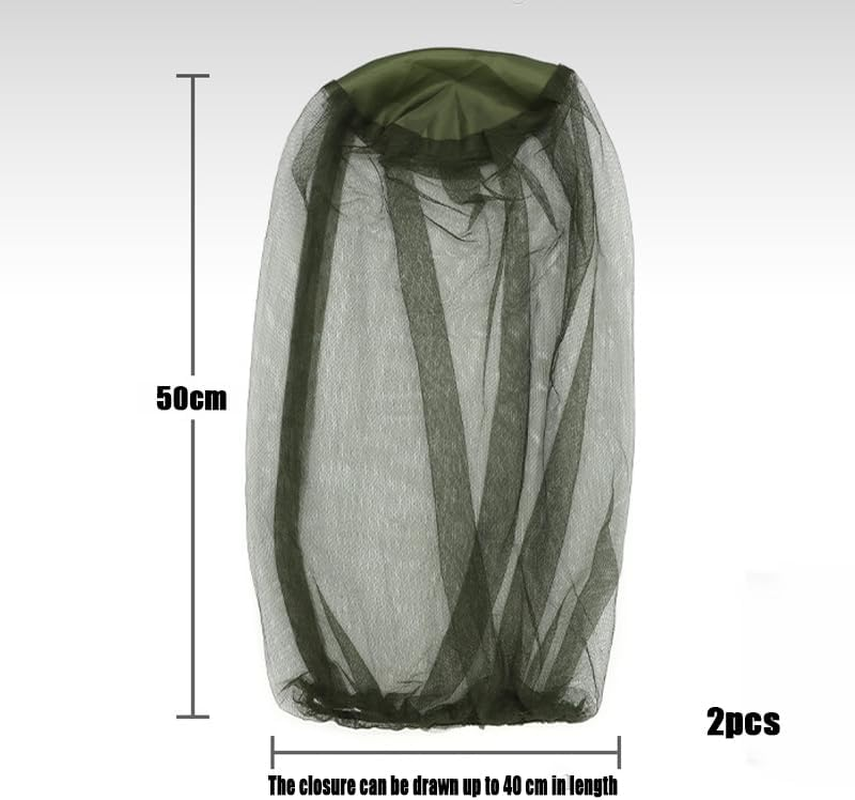 2 Pcs Mosquito Repellent Mesh Head Net, Lightweight Face Netting Mask for Bugs, Gnats, No-See-Ums - Outdoor Protection for Camping, Hiking, Fishing image number 2