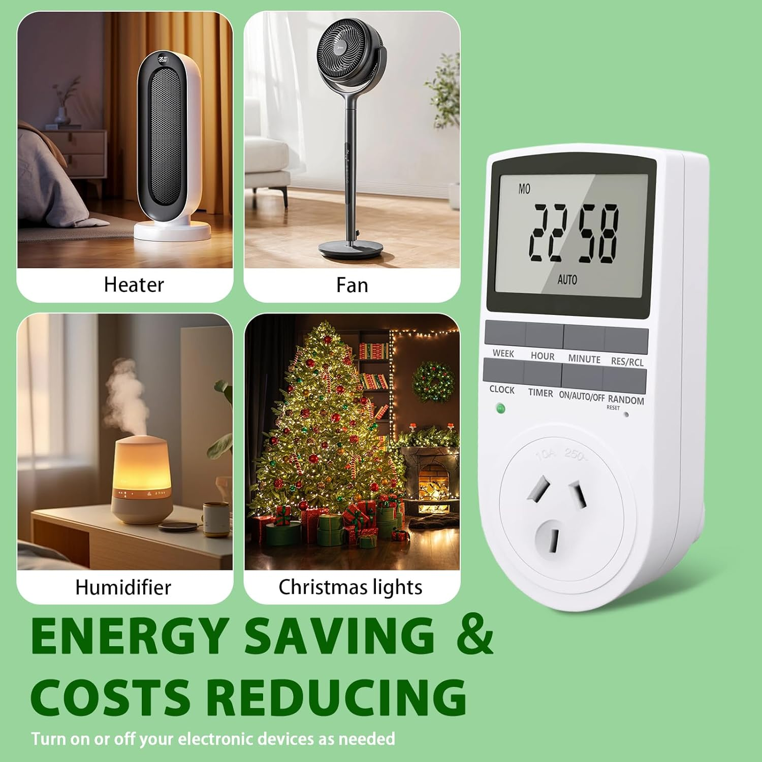 Lamptobe Power Timer, 7-Day Programmable Electrical Outlet Power Switch 240V, AU Plug Clock, LCD Display for Aquarium, Grow Light, Fan, Heater, Lights image number 3