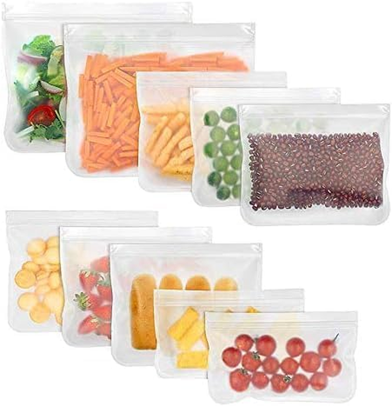 Reusable Freezer Bags 10-Pack | Large PEVA Food Storage Bags with Secure Ziplock Seal | Bpa-Free, Leakproof for Meal Prep, Snacks & Organisation (4 Sizes) image number 4